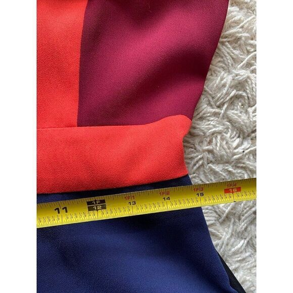 BCBGMAXAZRIA Dress Long Maxi 8 Colorblock Navy Blue Orange Burgundy Red - Picture 4 of 8